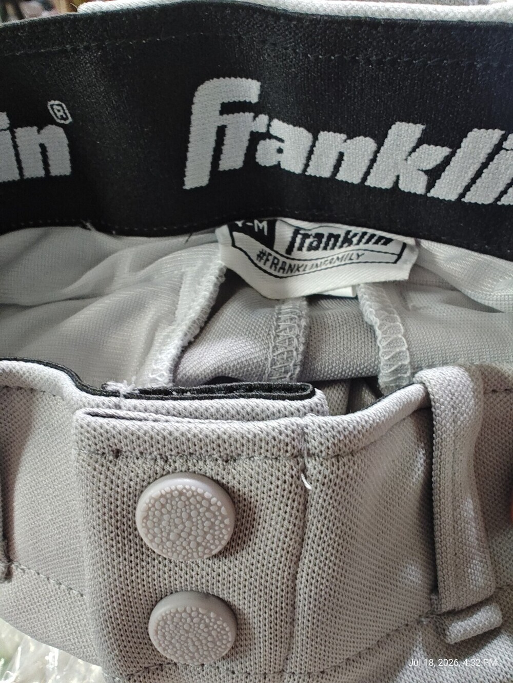 Franklin Deluxe Baseball- Softball Pants Youth Medium Gray